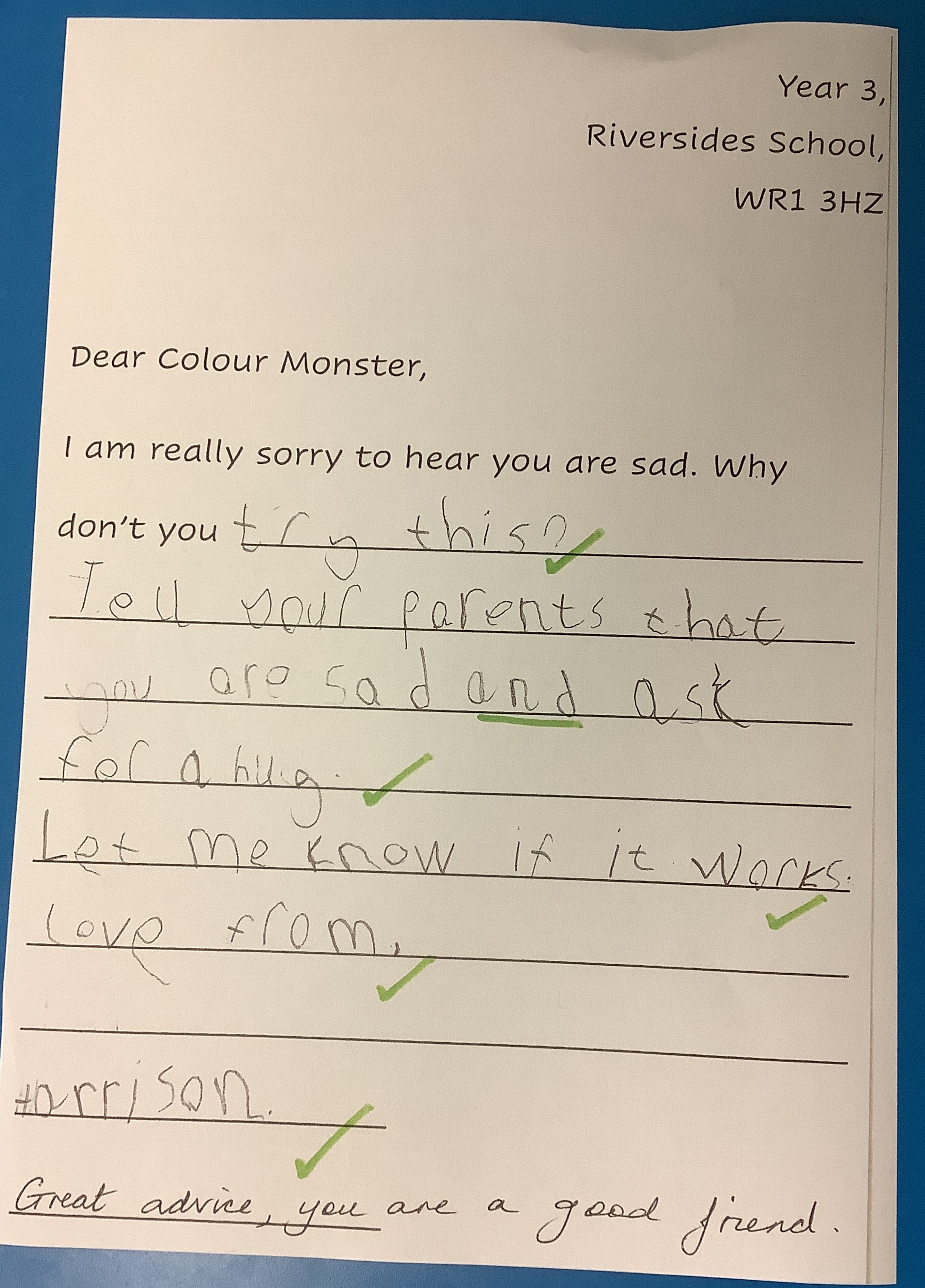 The Colour Monster gets some good advice.